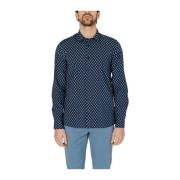 Lange Mouw Viscose Katoenen Shirt Antony Morato , Blue , Heren