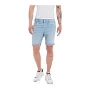 Blauwe Katoenen Bermuda Shorts met Elastaan Replay , Blue , Heren