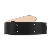 Klassieke Zwarte Leren Riem Maison Margiela , Black , Dames