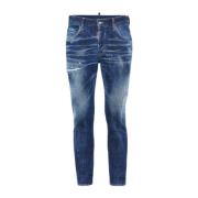 Versleten Denim Jeans met Verfspatten Dsquared2 , Blue , Heren