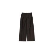 Bruine Wollen Plooi Broek Ruime Pasvorm Burberry , Brown , Heren