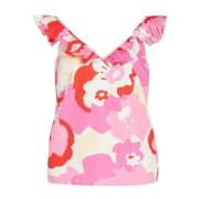 Roze Katoenen T-shirt Vrouwencollectie Vila , Multicolor , Dames