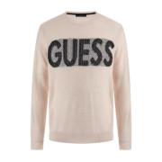 Crew Neck Sweater Guess , Beige , Heren