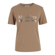 Logo Katoenen T-shirt Beige Ronde Hals Max Mara , Beige , Dames