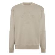 B Crew Neck Sweatshirt Van Katoenmix Boggi Milano , Beige , Heren