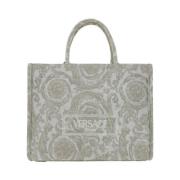 Barocco Print Athena Handtas met Monogram Versace , Beige , Dames