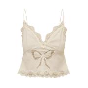 Fox Bow Cami Top Loveshackfancy , Beige , Dames