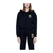 Lente/Zomer Katoenen Hoodie met Elastaanmix Moschino , Black , Dames