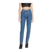 Slim Cotton Blend Jeans Collectie Calvin Klein Jeans , Blue , Dames