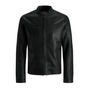 Zwarte Eco-Leren Polyamide Herenjas Jack & Jones , Black , Heren