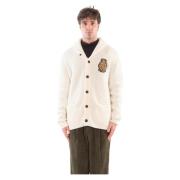 Gebreide Cardigan met Patches MC2 Saint Barth , White , Heren