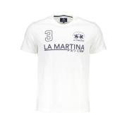 Wit Katoenen Heren T-Shirt Ruiter Klasse La Martina , White , Heren