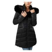 Nep Bont Capuchon Puffer Jas Guess , Black , Dames