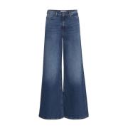 Blauwe Bootcut Katoenen Jeans met Elastaan Ichi , Blue , Dames