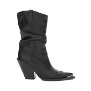 Zwarte leren westernstijl platte schoenen Ermanno Scervino , Black , D...