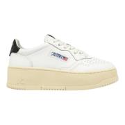 Lage Leren Platform Schoenen Autry , White , Dames