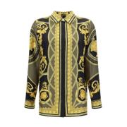 Barok Print Zijden Formeel Overhemd Versace , Multicolor , Dames