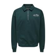 Athletic Rugby Sweatshirt in Ponderosa Pine Green Only & Sons , Green ...