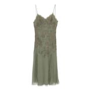 Groene chiffon midi-jurk met borduurwerk Ermanno Scervino , Green , Da...