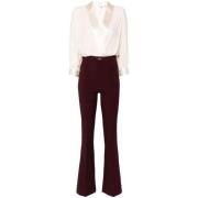 Zijde Blend Jumpsuit met Kruishals Elisabetta Franchi , Multicolor , D...