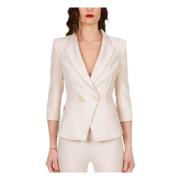 Double-breasted blazer in dubbele crêpe Elisabetta Franchi , Beige , D...