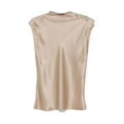 Beige Mock Neck Shirt met Sjaal Detailing Giorgio Armani , Beige , Dam...