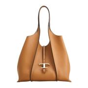 Tijdloze Leren Shopper Tod's , Brown , Dames