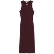 Bordeaux Mouwloze Logo Jurk Alexander McQueen , Red , Dames