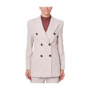 Beige Flanel Stretch Double-Breasted Blazer Liu Jo , Beige , Dames