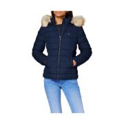 Basis Hooded Donsjack Blauw Tommy Hilfiger , Blue , Dames