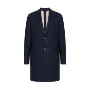 Navy Blue Wool Blend Coat Gabo Napoli , Blue , Heren