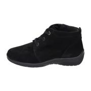 Dames Nubuck Leren Enkellaarzen Waldläufer , Black , Dames