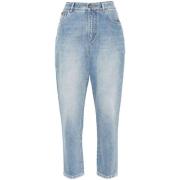 Indigo Blue Denim Logo Patch Jeans Dolce & Gabbana , Blue , Dames