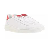 Leren Sneakers met Logo Detail Msgm , White , Dames