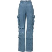 Blauwe Sheepskin Cargo Broek Salvatore Santoro , Blue , Dames