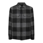 Geruite Wol Overshirt Grijs Zwart Woolrich , Multicolor , Heren