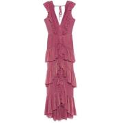 Paarse V-hals Mouwloze Jurk Patbo , Pink , Dames