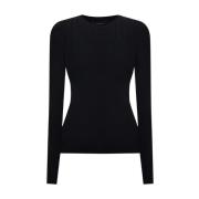 Zwarte Gebreide Top Ronde Hals Mugler , Black , Dames