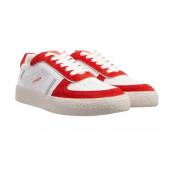 Wit/Rood Lederen Mix Sneakers Copenhagen Shoes , Red , Dames