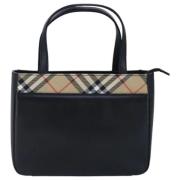 Pre-owned Leather handbags Burberry Vintage , Black , Dames