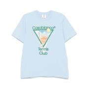 Lichtblauwe Logo Print Crew Neck Casablanca , Blue , Heren