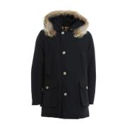 Zwarte Waterdichte Bont Parka Jas Woolrich , Blue , Heren