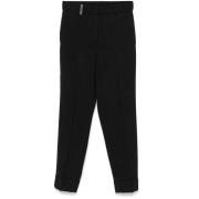 Zwarte wollen cropped broek Peserico , Black , Dames