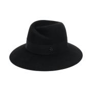 Zwarte Fedora Hoed met Grosgrain Trim Maison Michel , Black , Dames