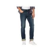 Straight Leg Jeans 5-Pocket Houston Camel Active , Blue , Heren