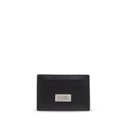 Zwarte Leren Portemonnee met Logo Plaque MM6 Maison Margiela , Black ,...