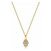 Men's Mini Hamsa Hand Necklace in Gold Nialaya , Yellow , Heren