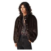 Faux Fur Cropped Coat - Chocolat Ba&Sh , Brown , Dames