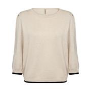 Blouse met contrastzoom en 7/8 mouwen Soyaconcept , Beige , Dames