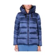 Korte Blauwe Hooded Winterjas BomBoogie , Blue , Dames